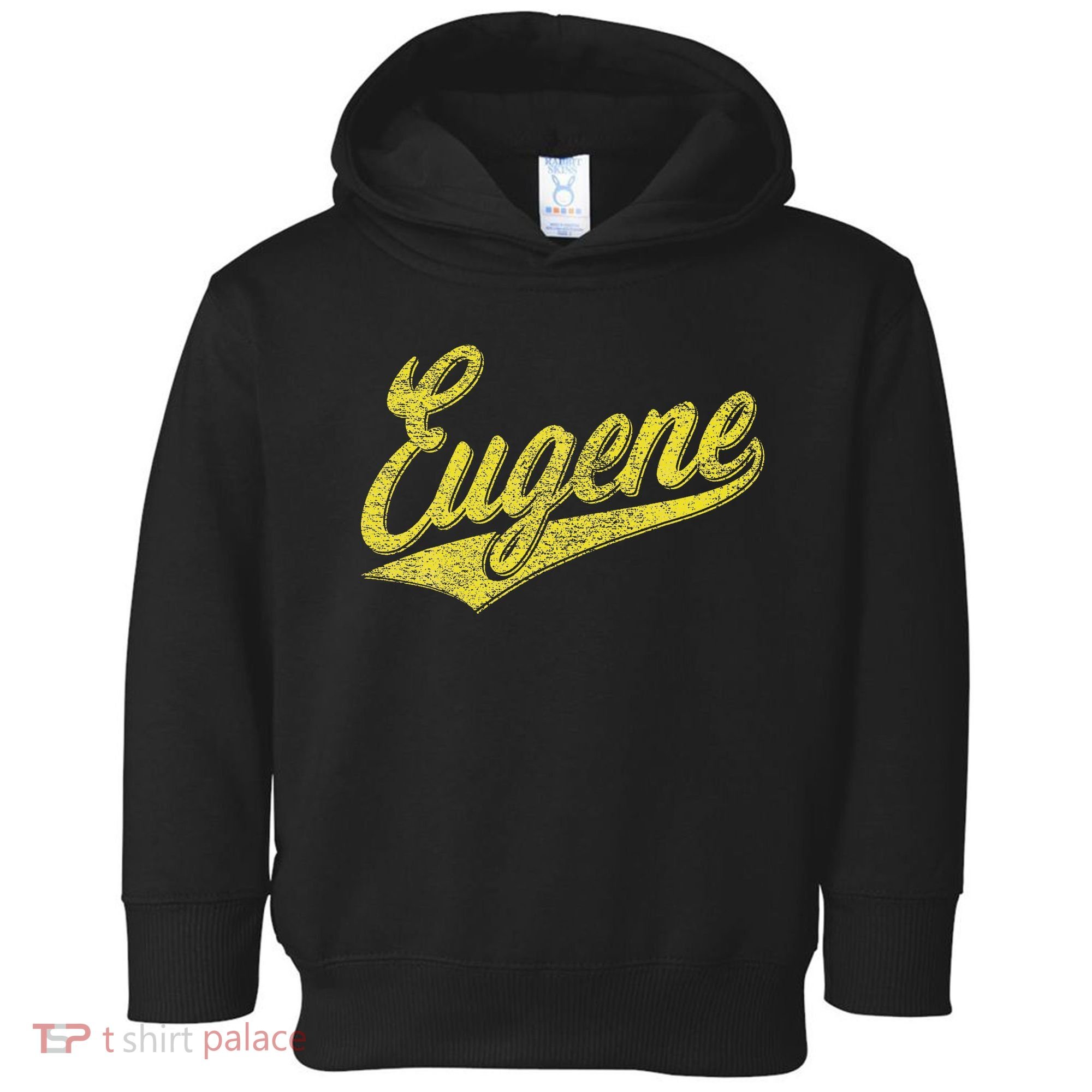 Eugene Oregon Flag Sports Baseball Script Jersey Swoosh Toddler Hoodie