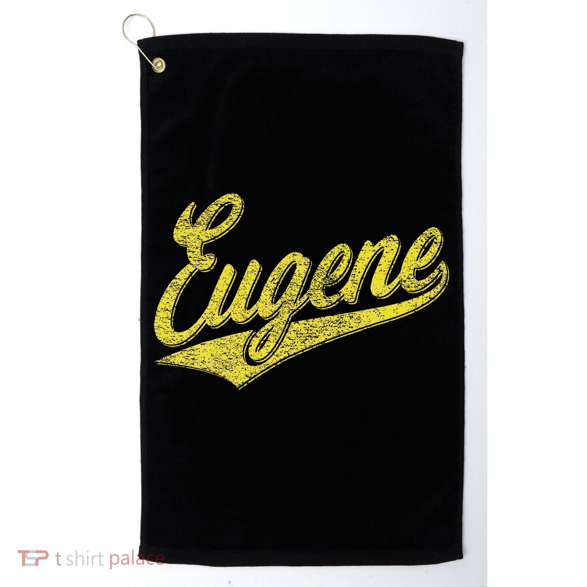 Eugene Oregon Flag Sports Baseball Script Jersey Swoosh Golf Towel