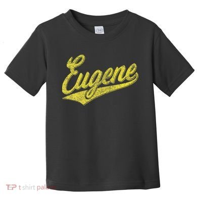 Eugene Oregon Flag Sports Baseball Script Jersey Swoosh Toddler T-Shirt
