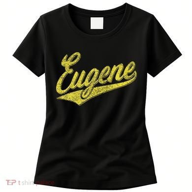 Eugene Oregon Flag Sports Baseball Script Jersey Swoosh Women's T-Shirt