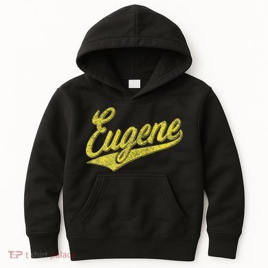 Eugene Oregon Flag Sports Baseball Script Jersey Swoosh Kids Hoodie