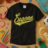 Eugene Oregon Flag Sports Baseball Script Jersey Swoosh Kids T-Shirt thumb 3