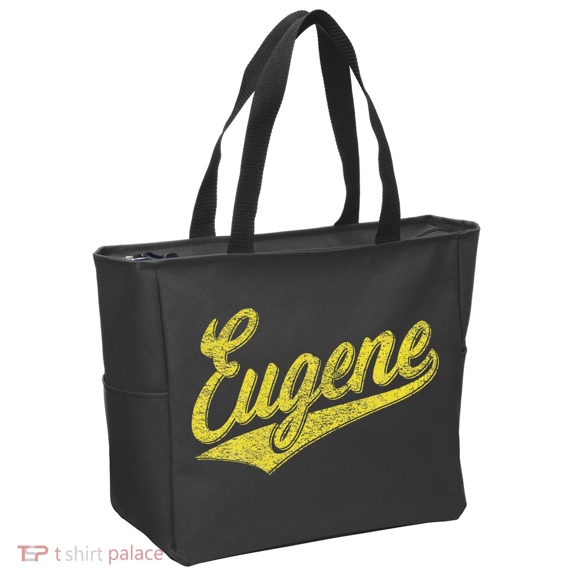 Eugene Oregon Flag Sports Baseball Script Jersey Swoosh Tote Bag