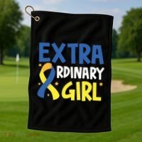 Extra Ordinary Girl Down Syndrome Awareness Golf Towel thumb 1