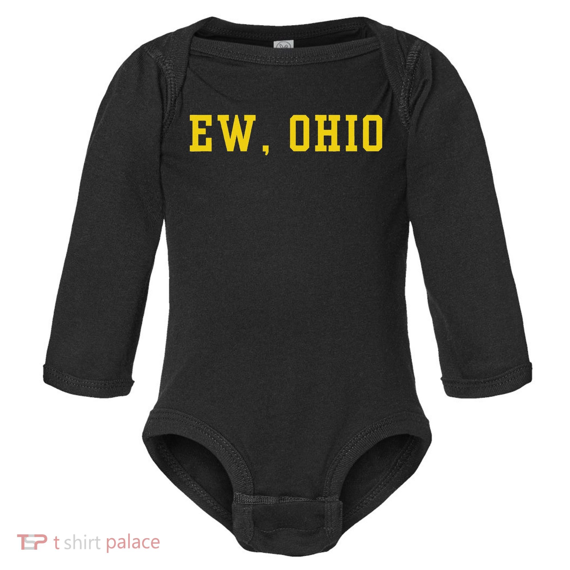 Ew Ohio Generation Z & Gen Alpha Brain Rot Funny Slang Baby Long Sleeve Bodysuit
