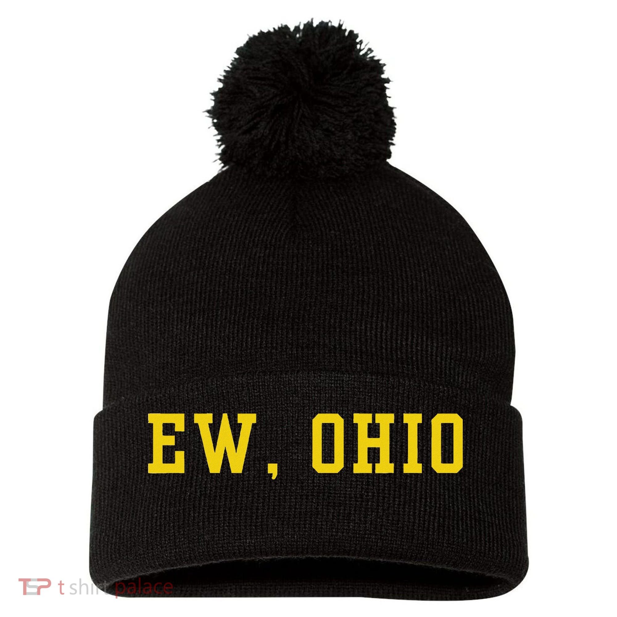 Ew Ohio Generation Z & Gen Alpha Brain Rot Funny Slang Pom Pom 12in Knit Beanie