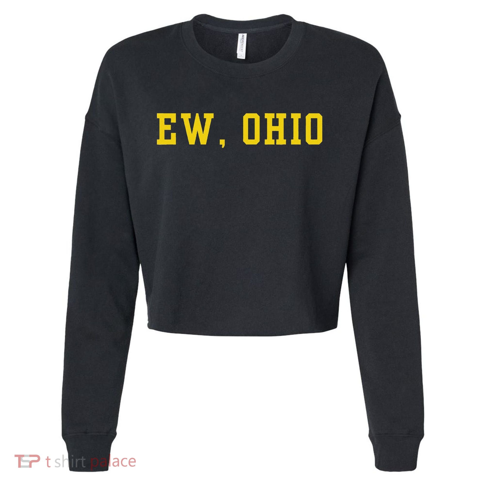 Ew Ohio Generation Z & Gen Alpha Brain Rot Funny Slang Cropped Pullover Crew