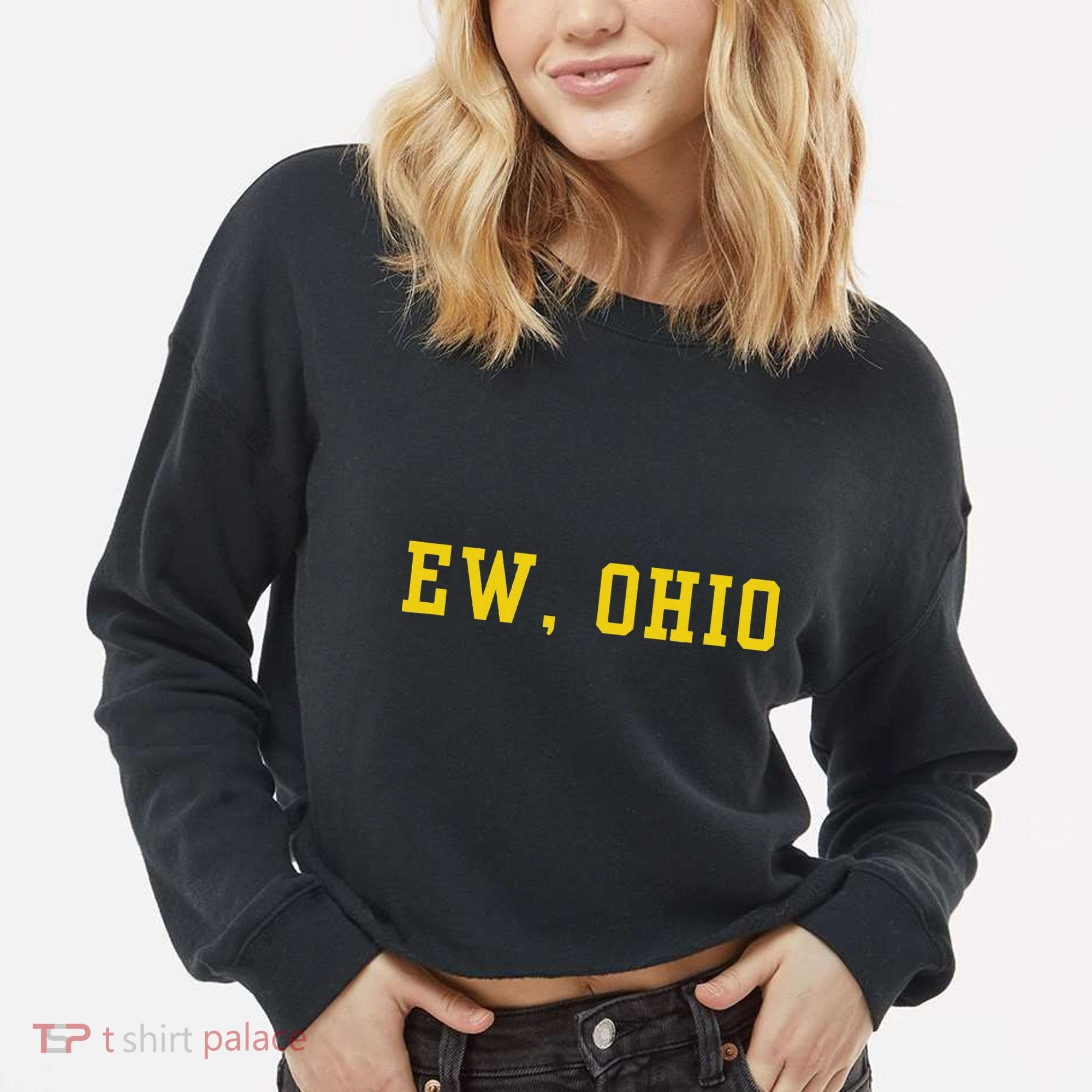 Ew Ohio Generation Z & Gen Alpha Brain Rot Funny Slang Cropped Pullover Crew