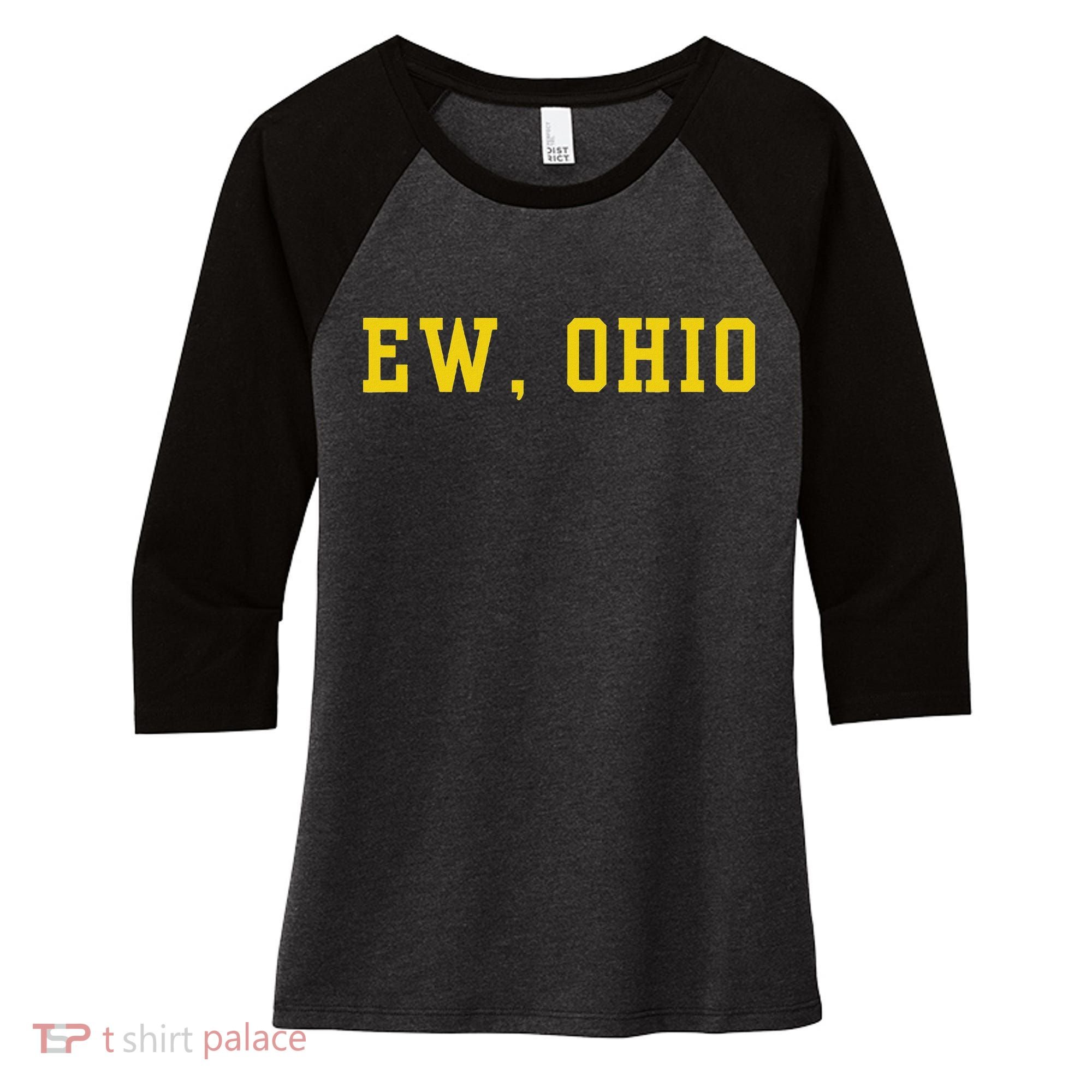 Ew Ohio Generation Z & Gen Alpha Brain Rot Funny Slang Women's Tri-Blend 3/4-Sleeve Raglan Shirt