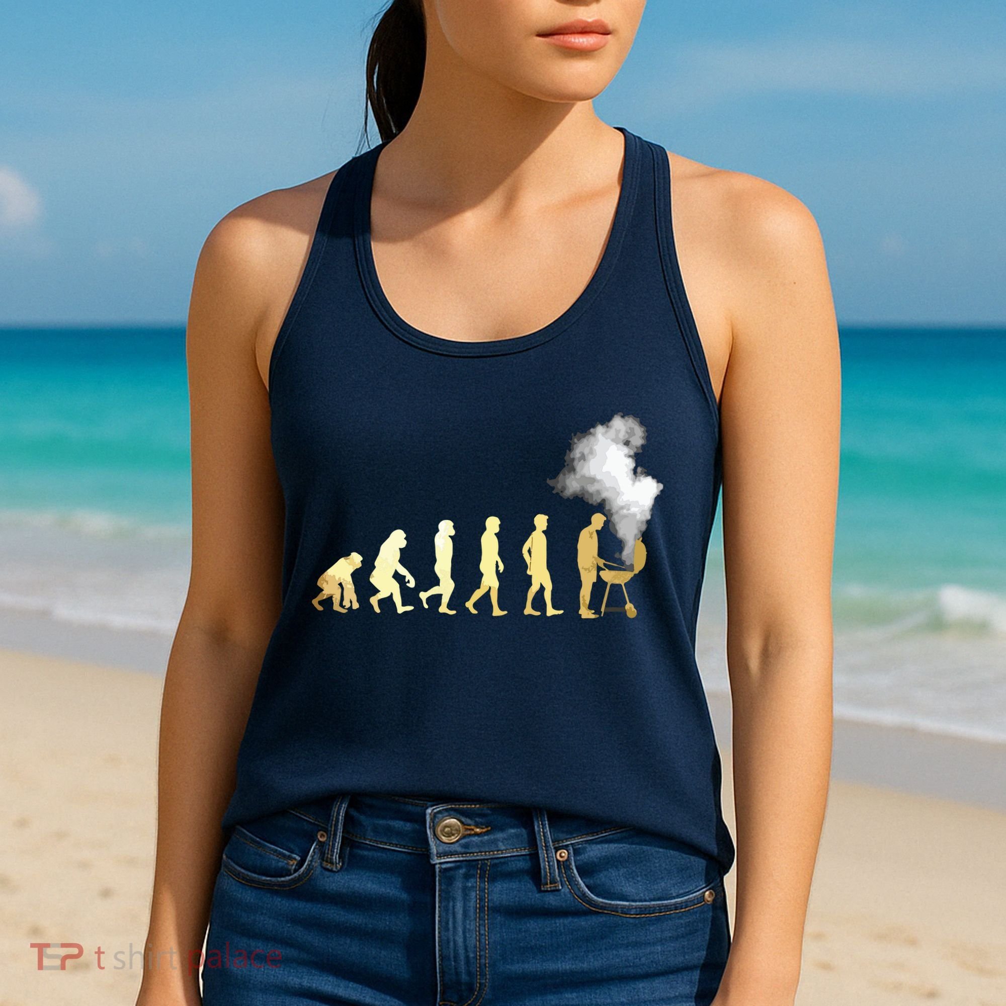 Evolution Of Grill Master Grilling Gifts I Do BBQ Women's Tank Top