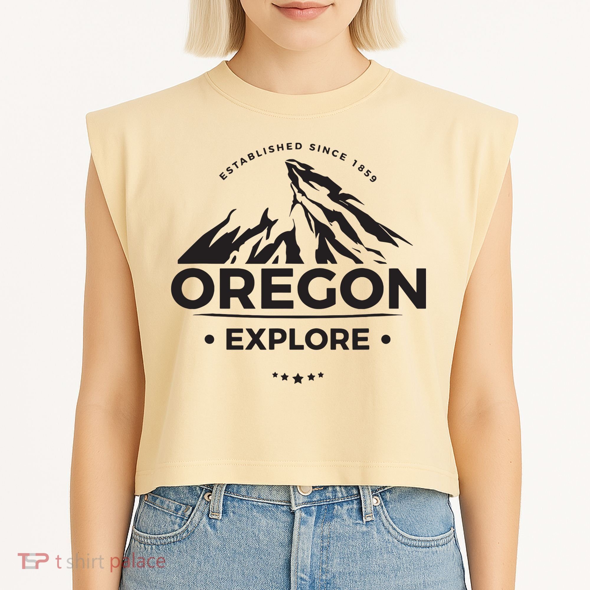 Explore Oregon Graphic Mountain Garment-Dyed Women's Muscle Tee