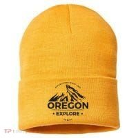 Explore Oregon Graphic Mountain Sustainable Knit Beanie thumb 0