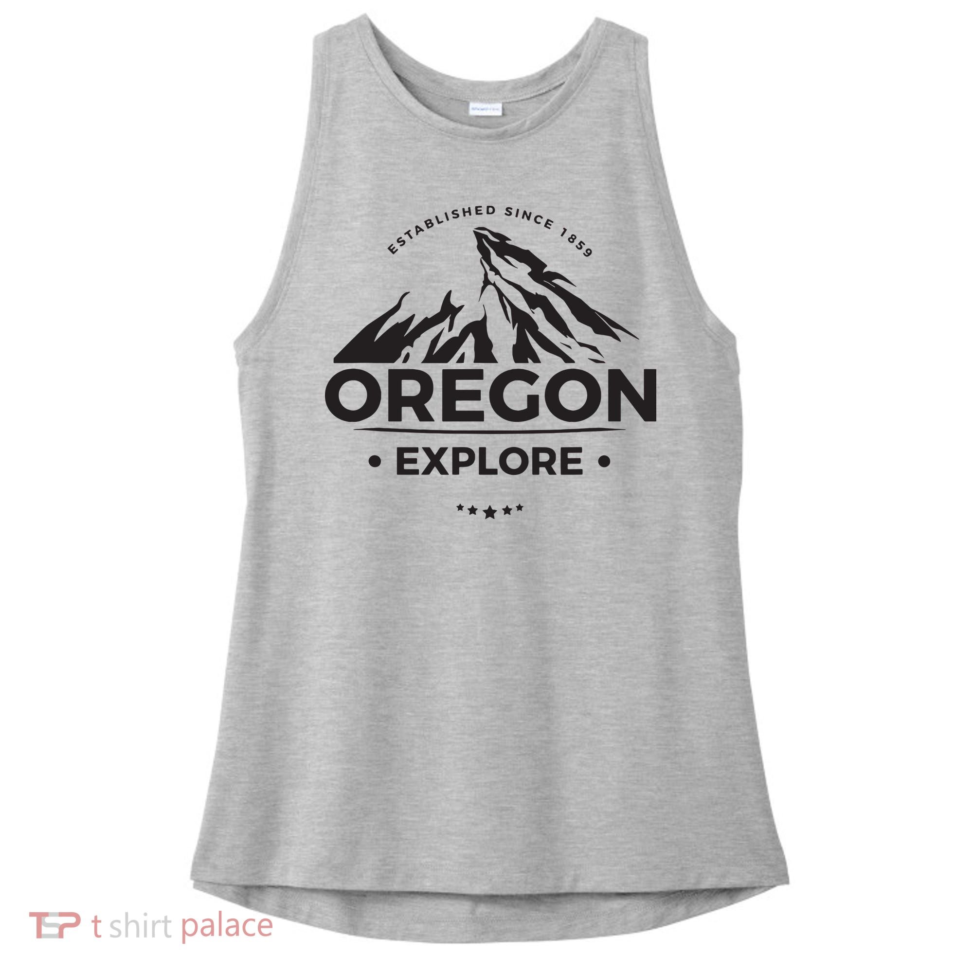 Explore Oregon Graphic Mountain Ladies PosiCharge Tri-Blend Wicking Tank