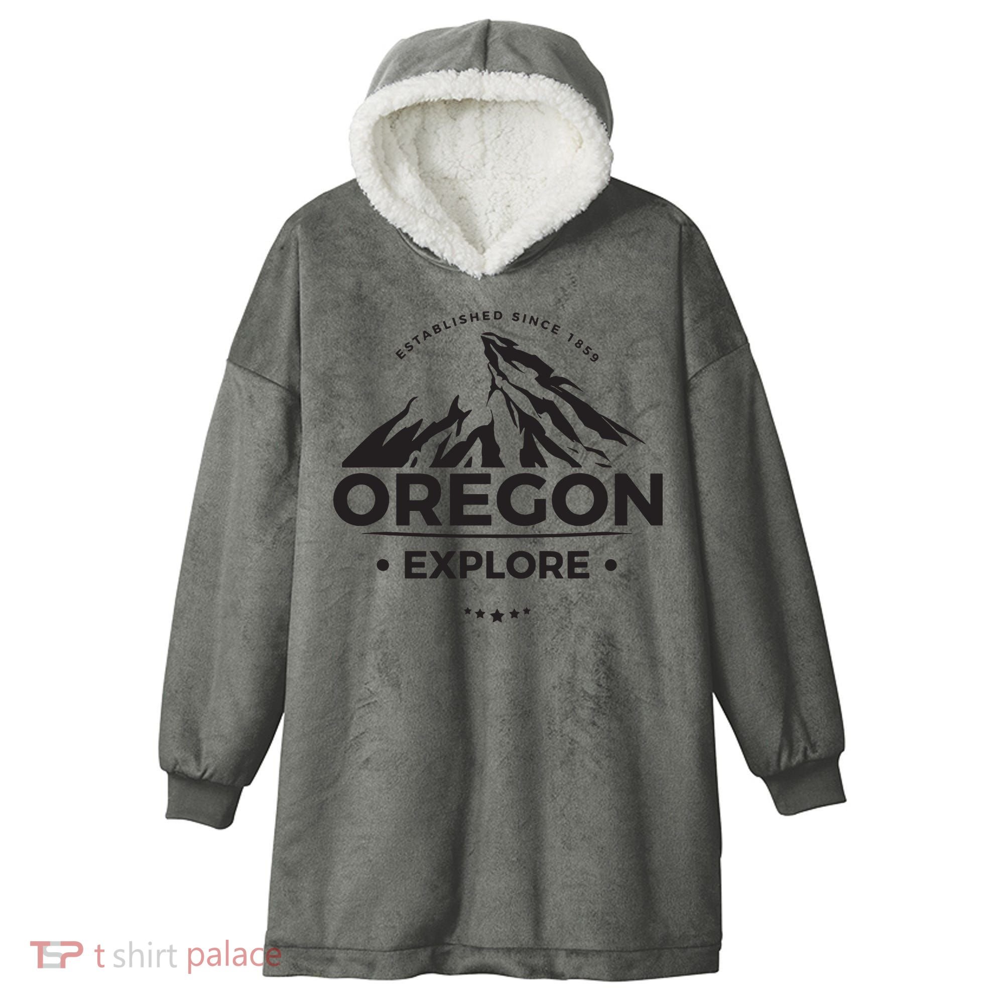 Explore Oregon Graphic Mountain Hooded Wearable Blanket