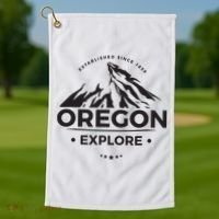 Explore Oregon Graphic Mountain Golf Towel thumb 1