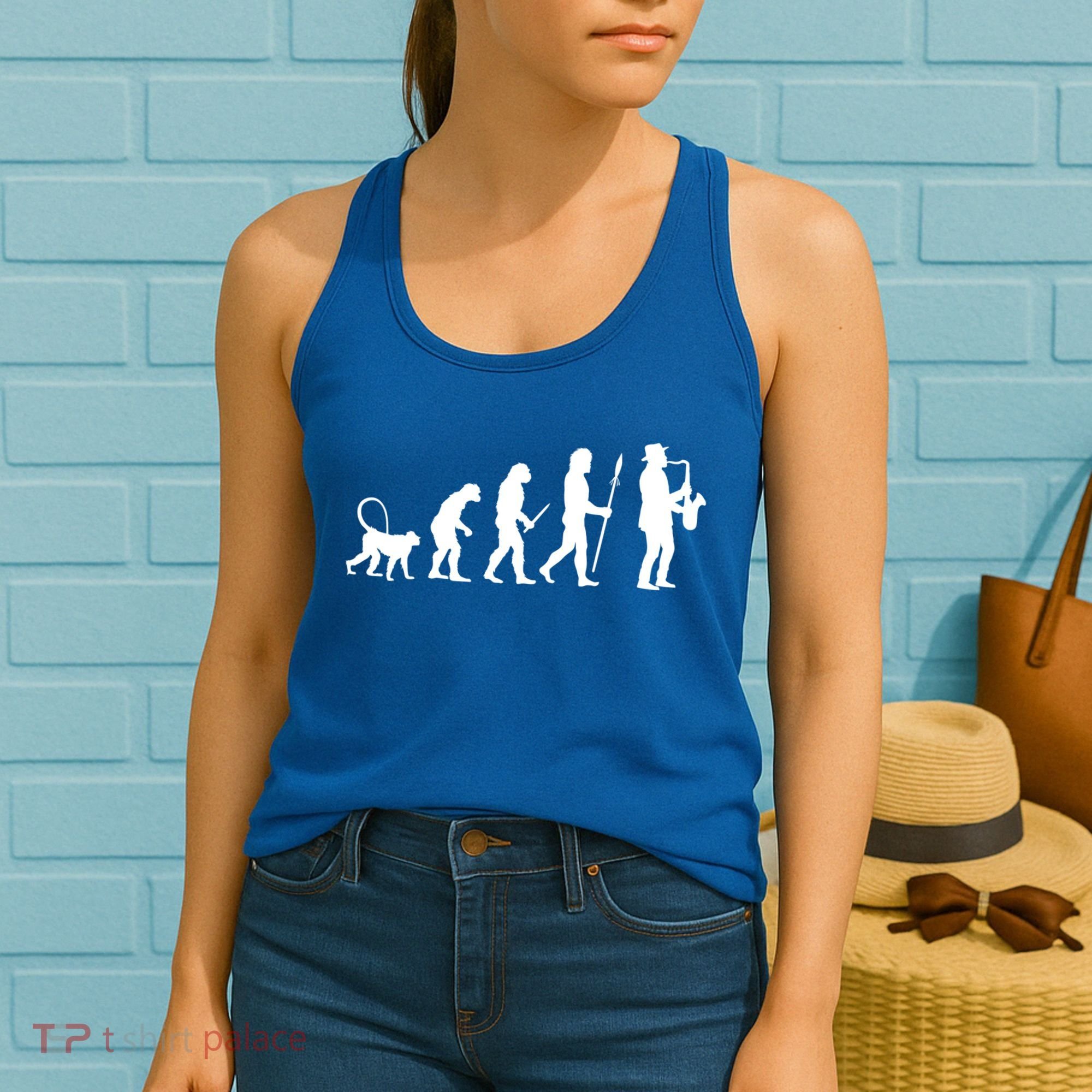 Evolution Of Jazz Music For A Saxophone Player Saxophonist Gift Women's Tank Top