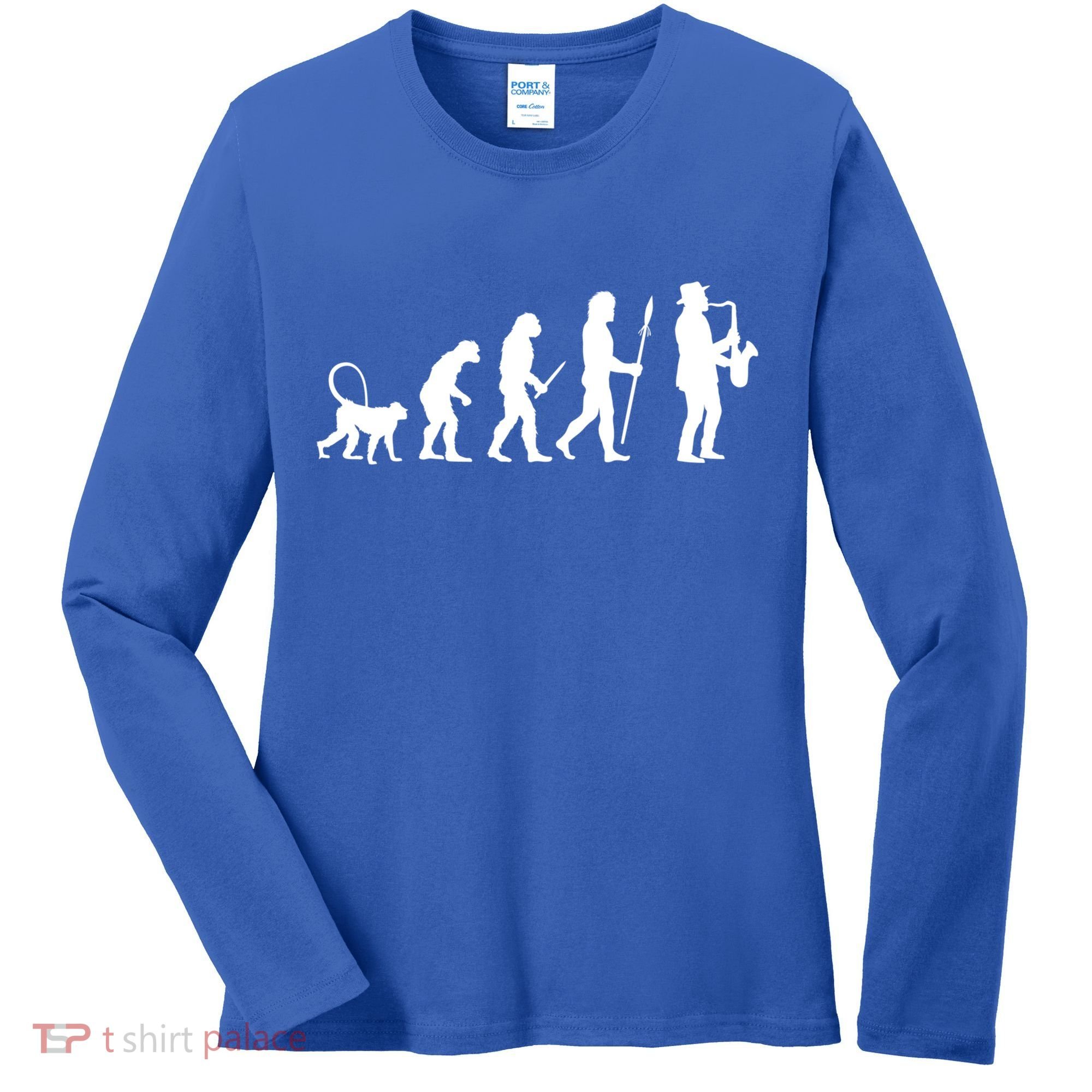 Evolution Of Jazz Music For A Saxophone Player Saxophonist Gift Women's Long Sleeve Shirt