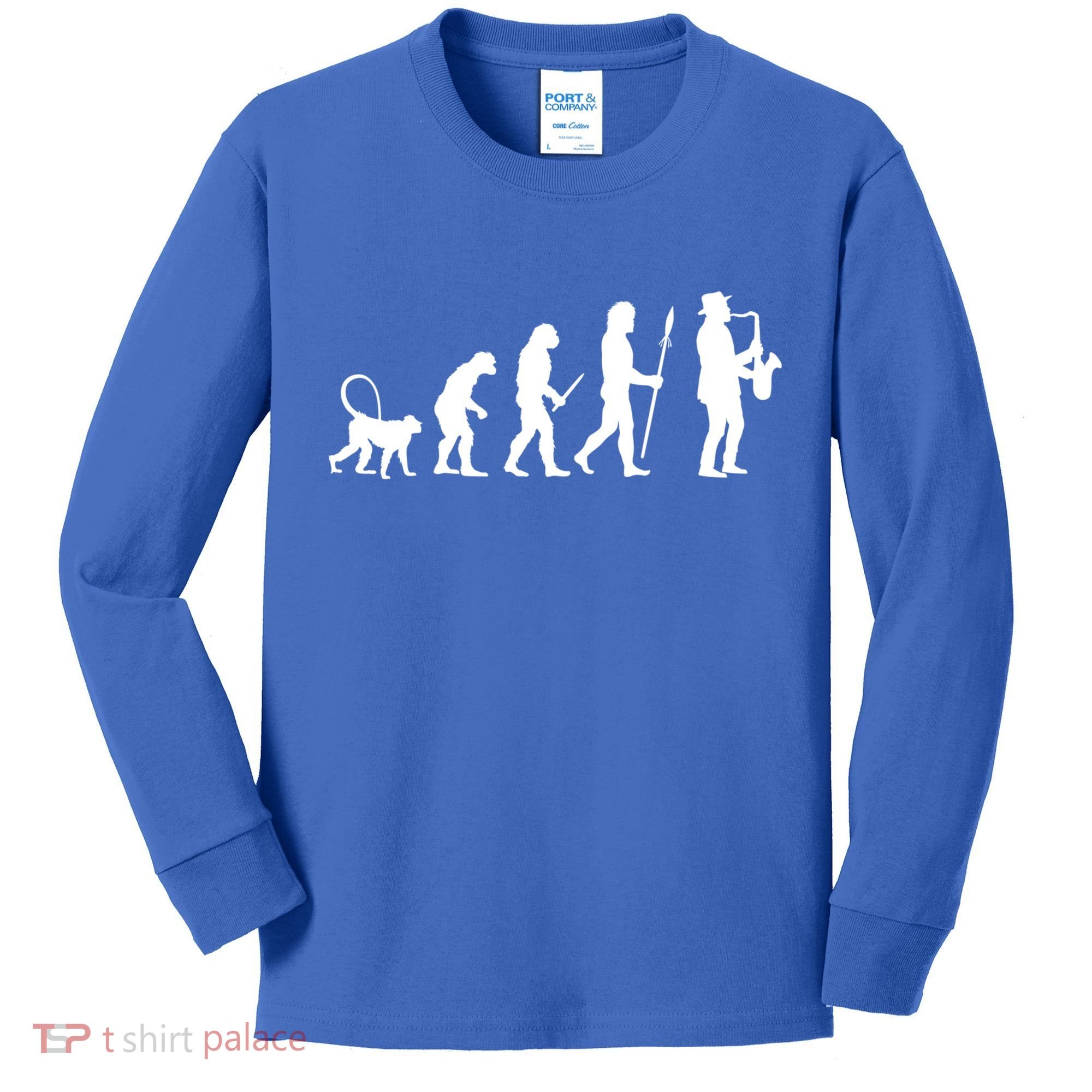 Evolution Of Jazz Music For A Saxophone Player Saxophonist Gift Kids Long Sleeve Shirt