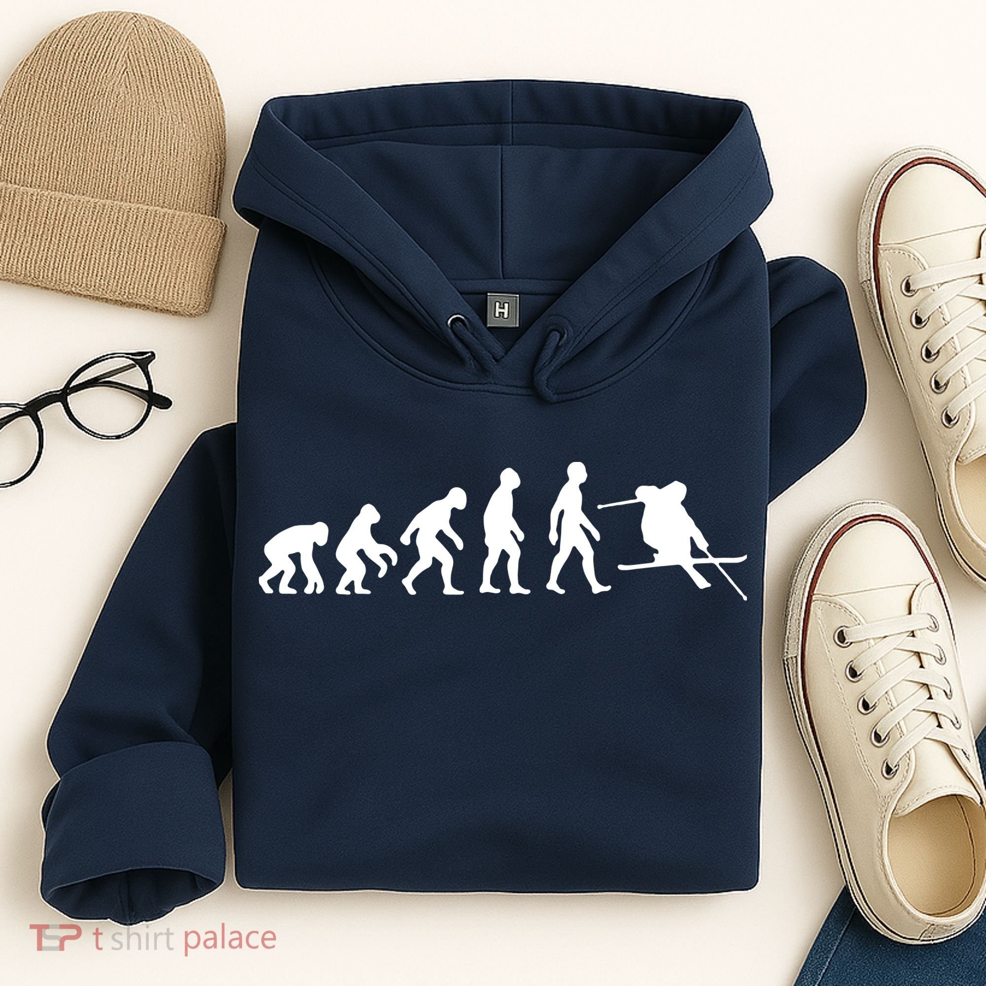 Evolution Of Man Skiing Hoodie