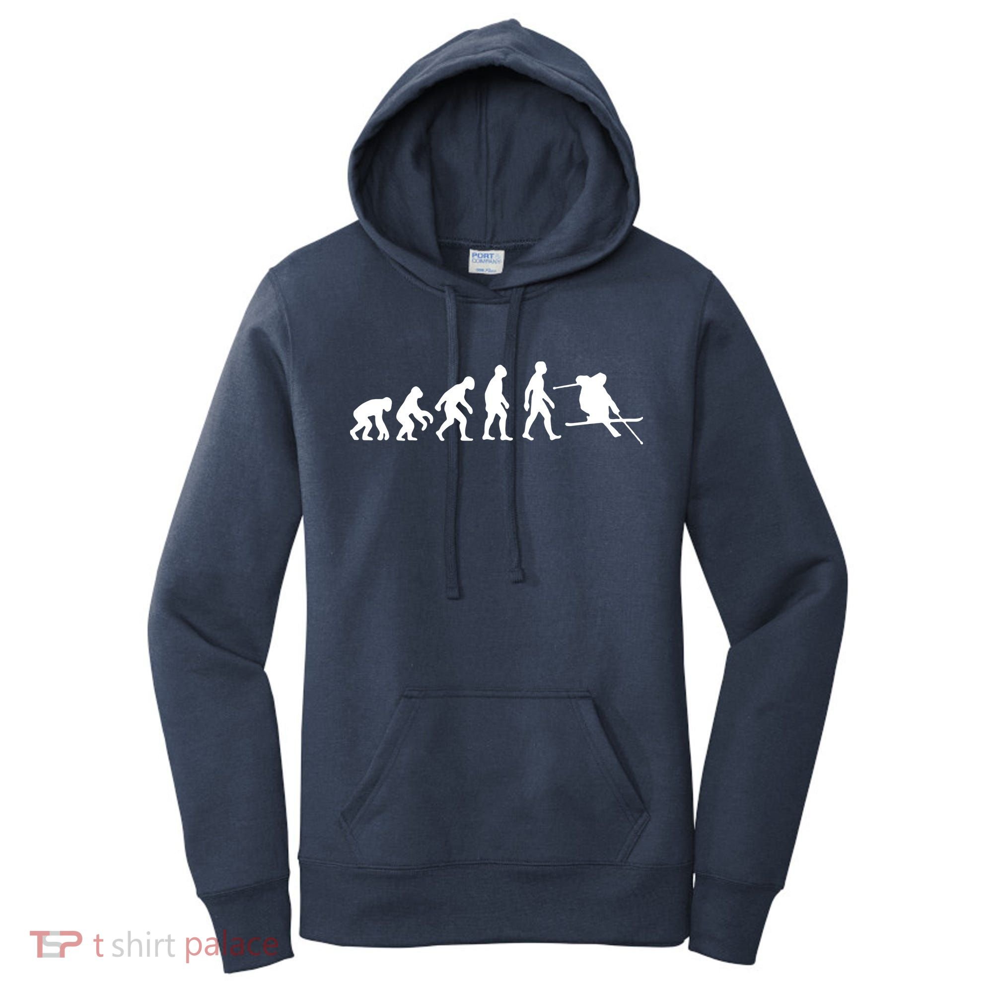 Evolution Of Man Skiing Women's Hoodie