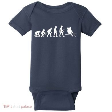 Evolution Of Man Skiing Baby Bodysuit