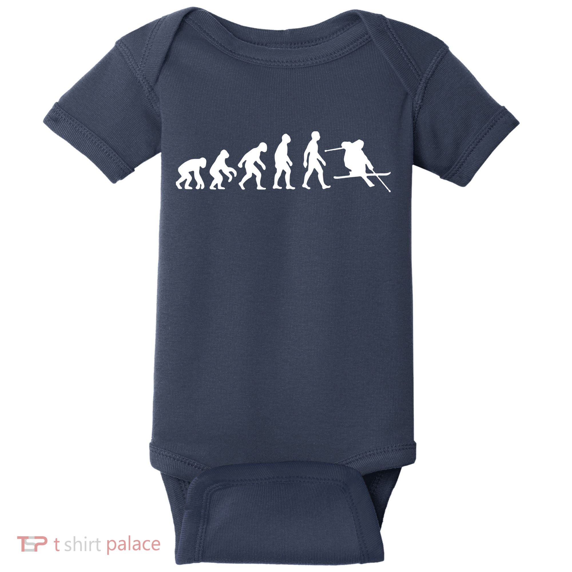 Evolution Of Man Skiing Baby Bodysuit