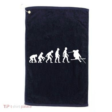 Evolution Of Man Skiing Golf Towel