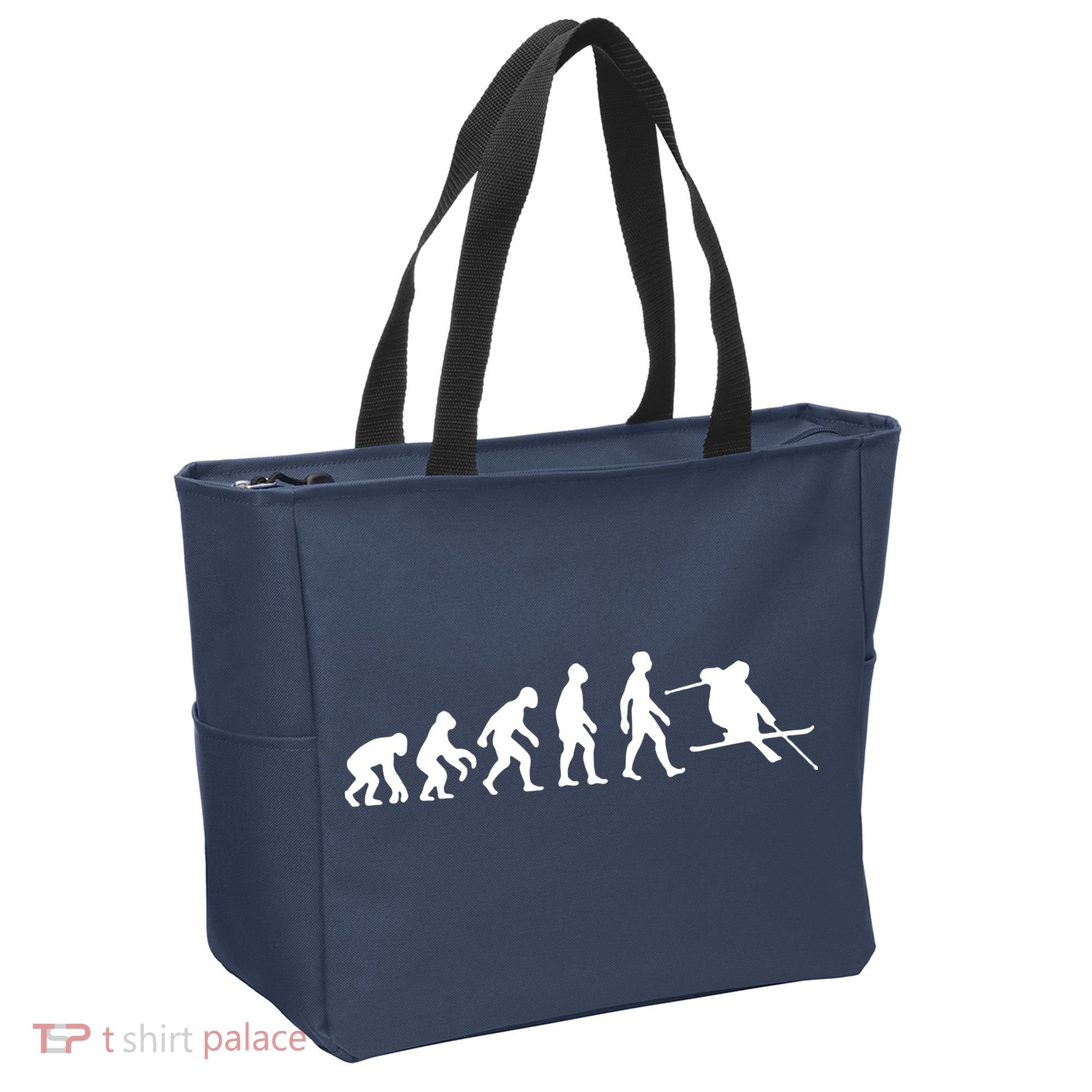 Evolution Of Man Skiing Tote Bag