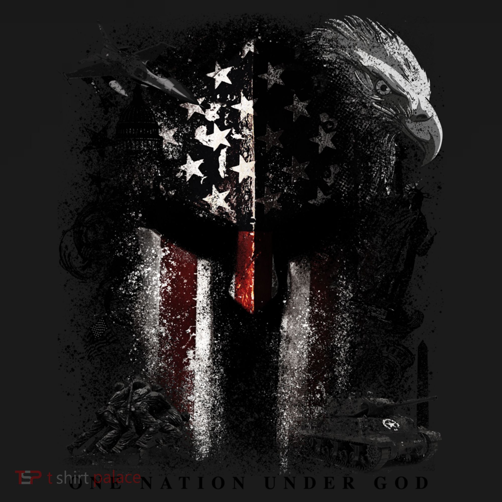 Epic One Nation Under God Usa Military Spartan Helmet Gift Bucket Hat