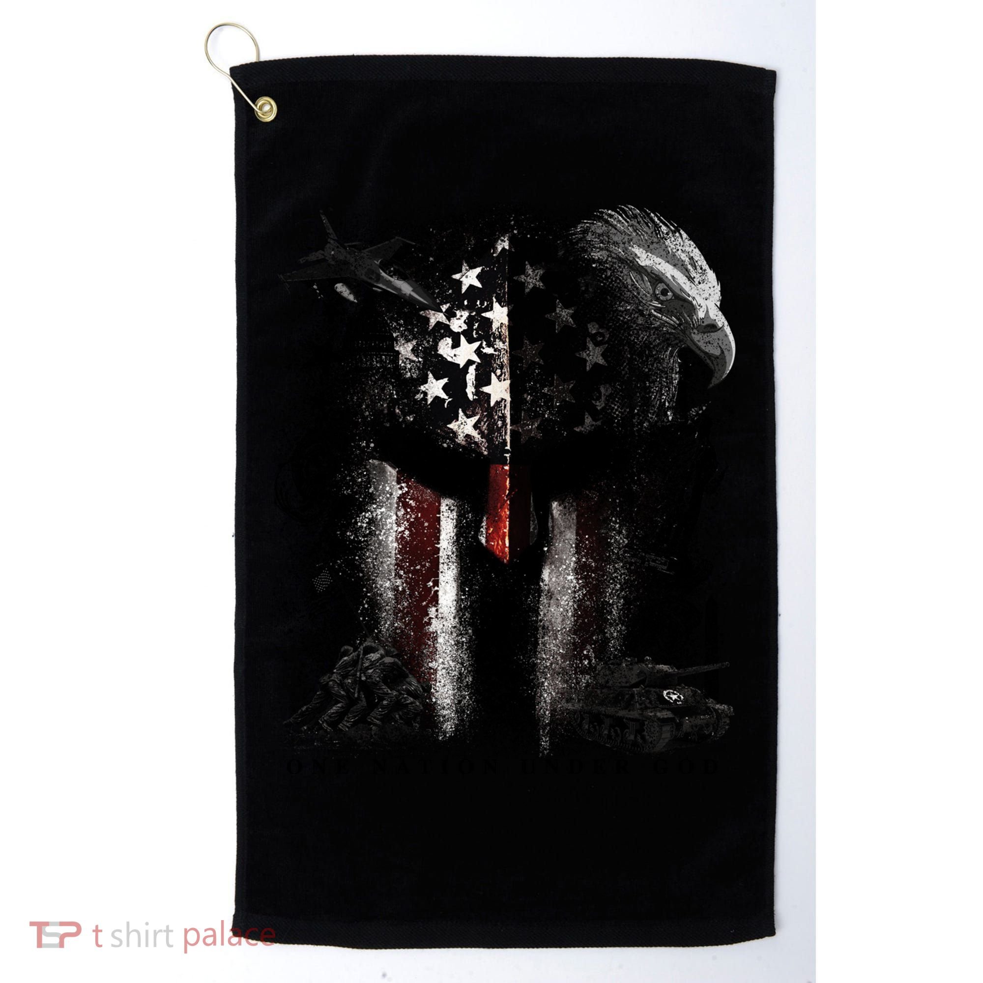 Epic One Nation Under God Usa Military Spartan Helmet Gift Golf Towel