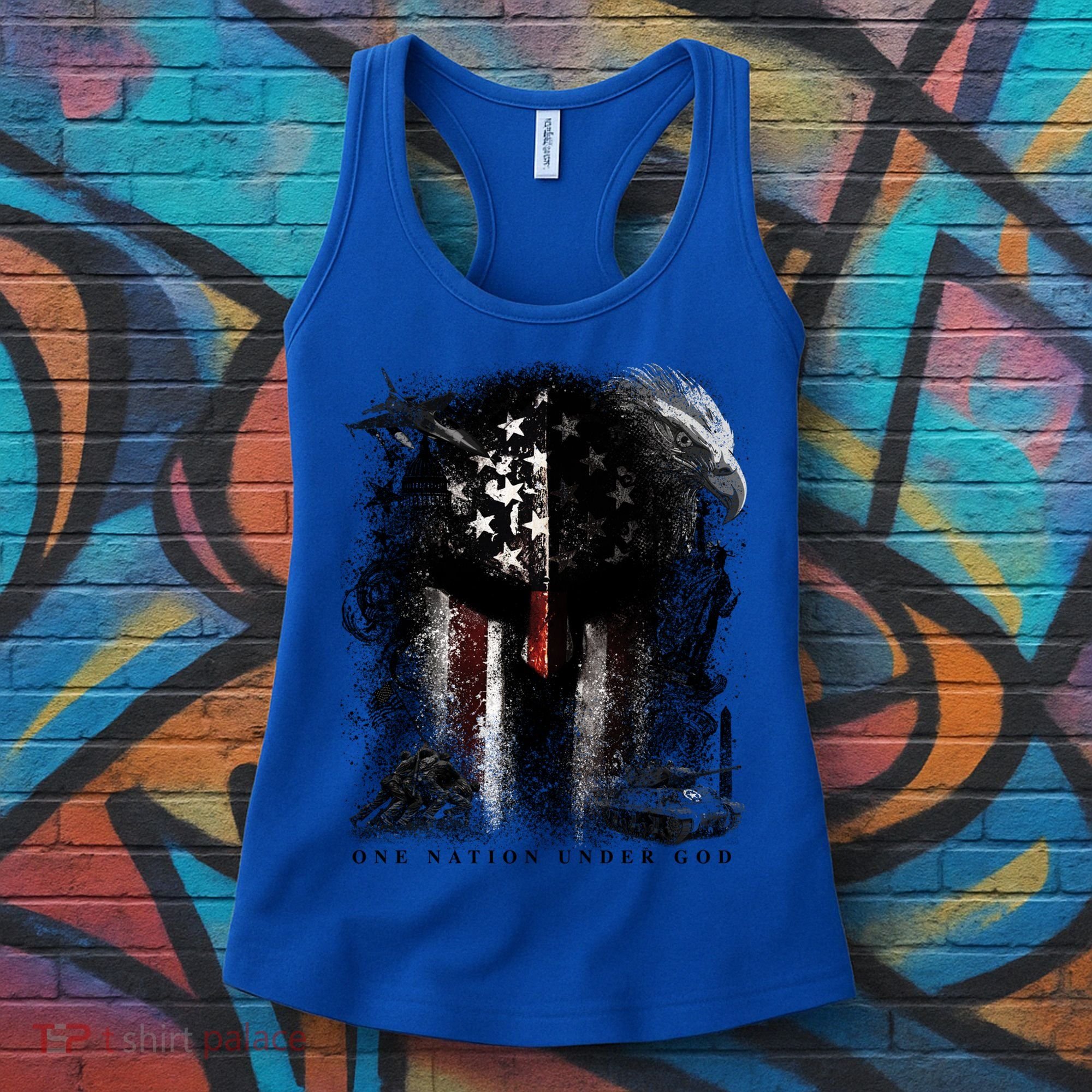 Epic One Nation Under God Usa Military Spartan Helmet Gift Women's Tank Top