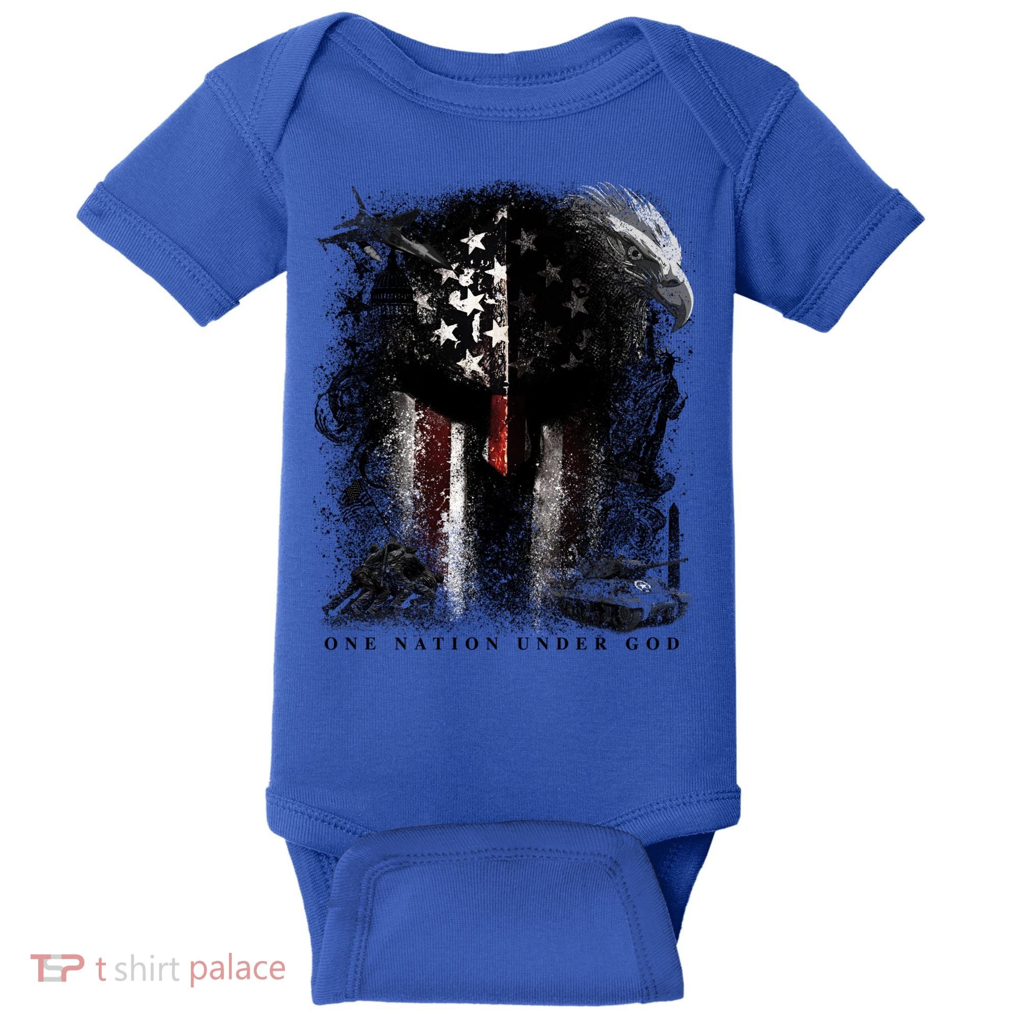 Epic One Nation Under God Usa Military Spartan Helmet Gift Baby Bodysuit