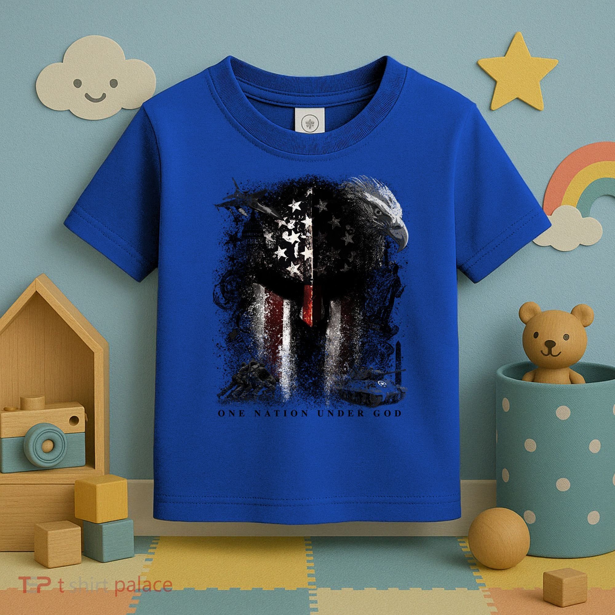 Epic One Nation Under God Usa Military Spartan Helmet Gift Toddler T-Shirt
