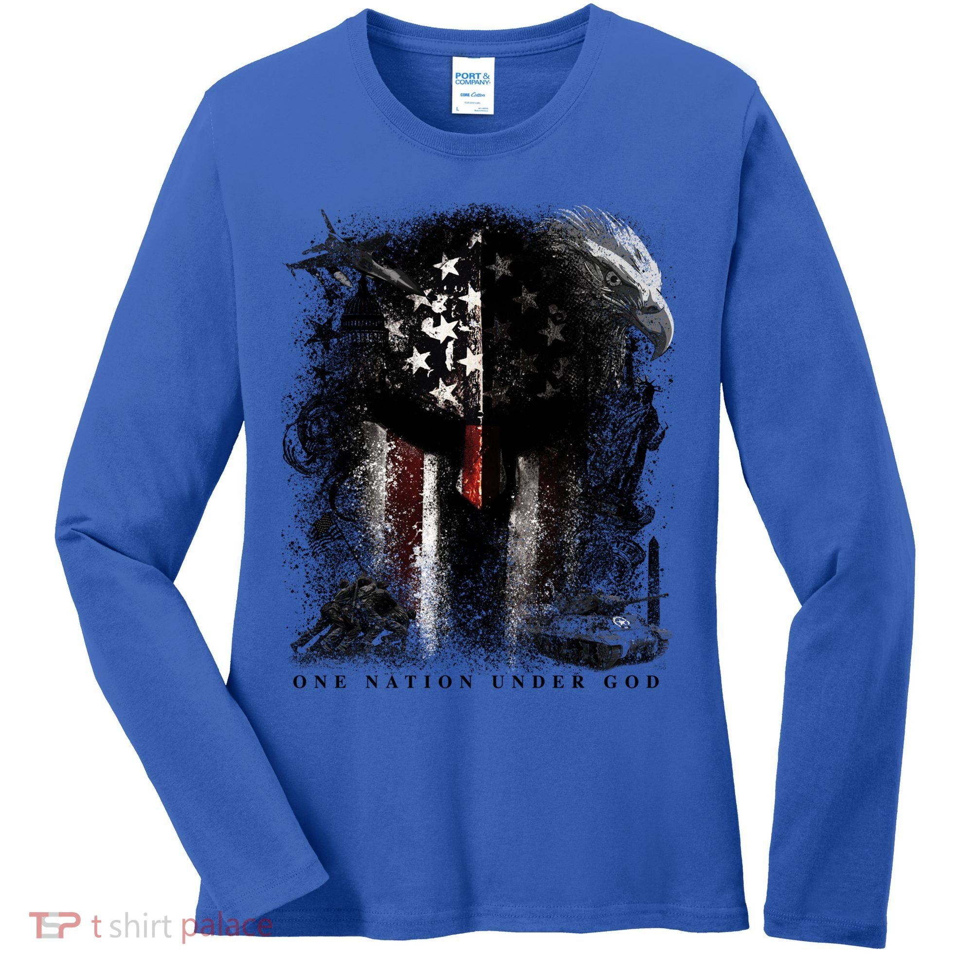 Epic One Nation Under God Usa Military Spartan Helmet Gift Women's Long Sleeve Shirt