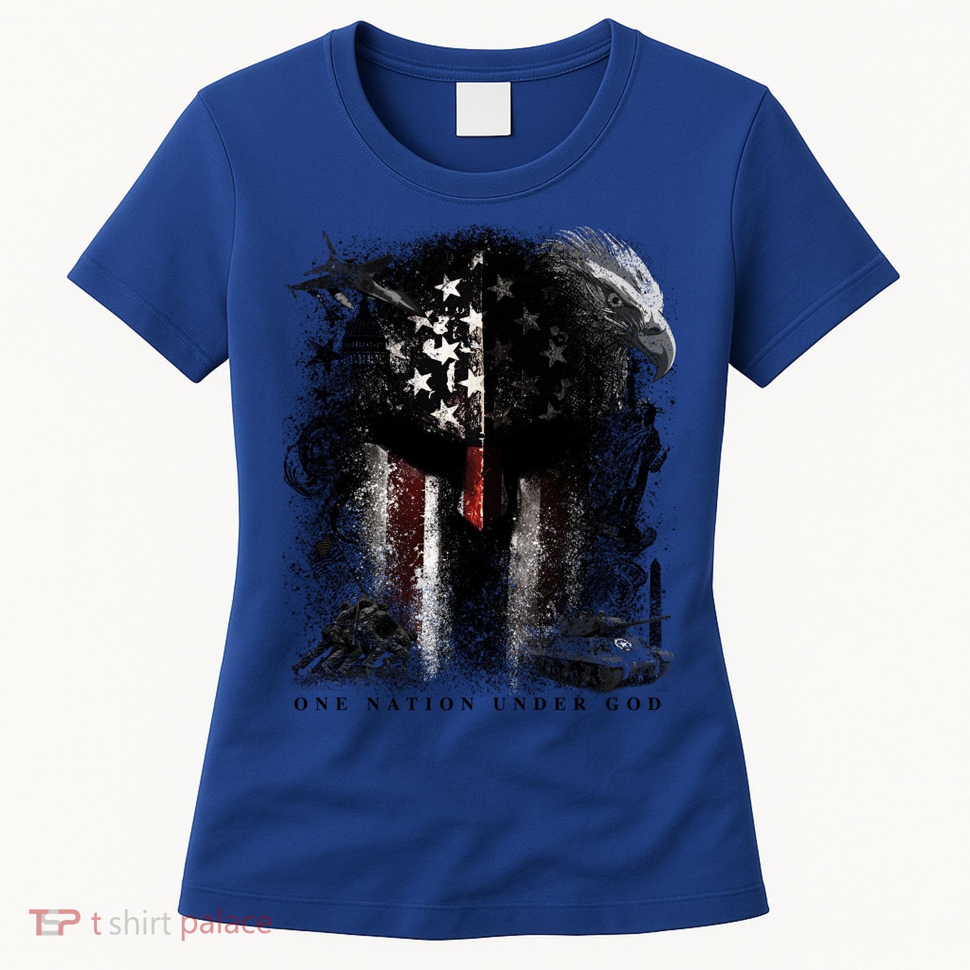 Epic One Nation Under God Usa Military Spartan Helmet Gift Women's T-Shirt
