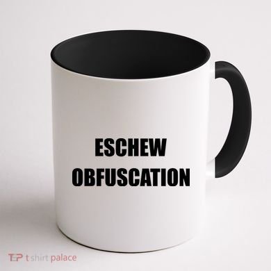 Eschew Obfuscation Obfuscate Funny Greek Sarcastic Coffee Mug back