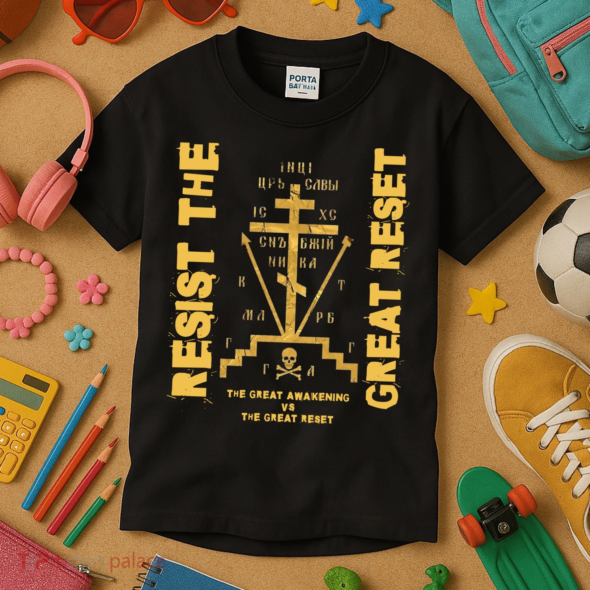 Eastern Orthodox Resist The Great Reset Conservative Kids T-Shirt