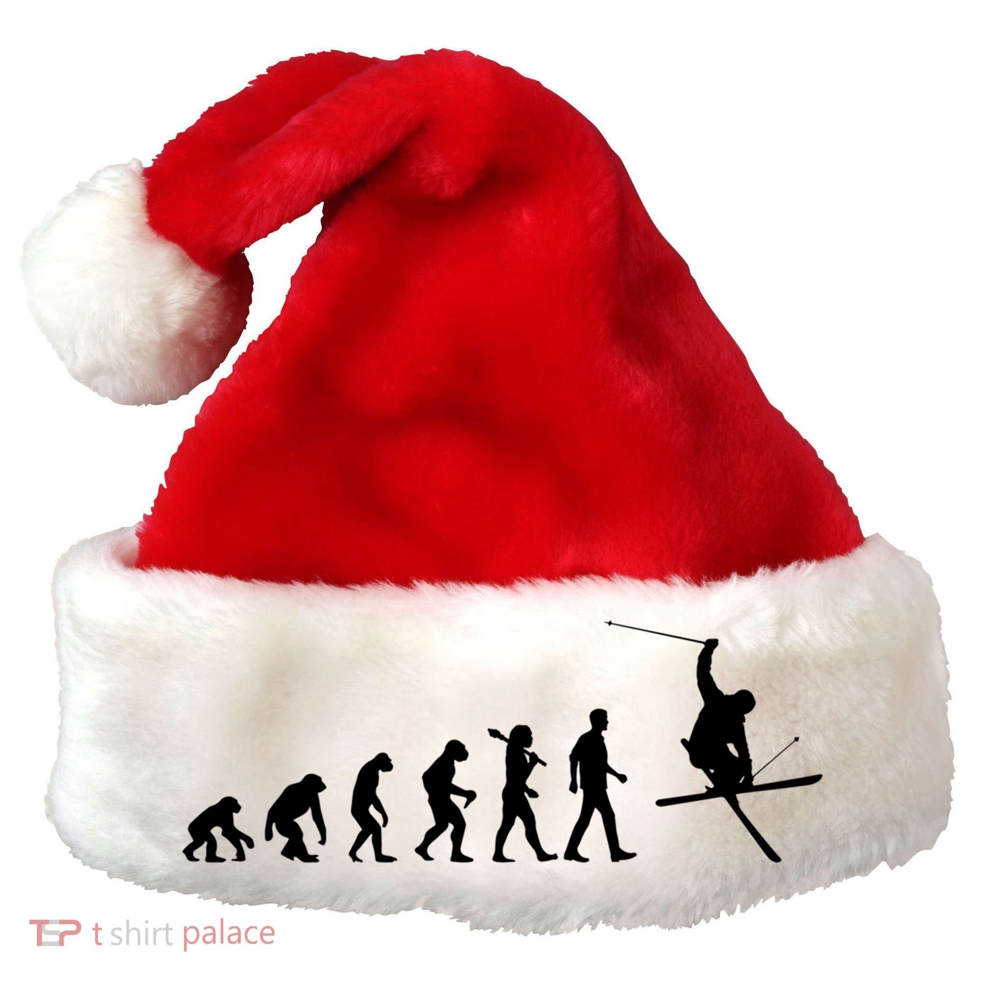 Evolution Of Skiing Cool Gift Santa Hat
