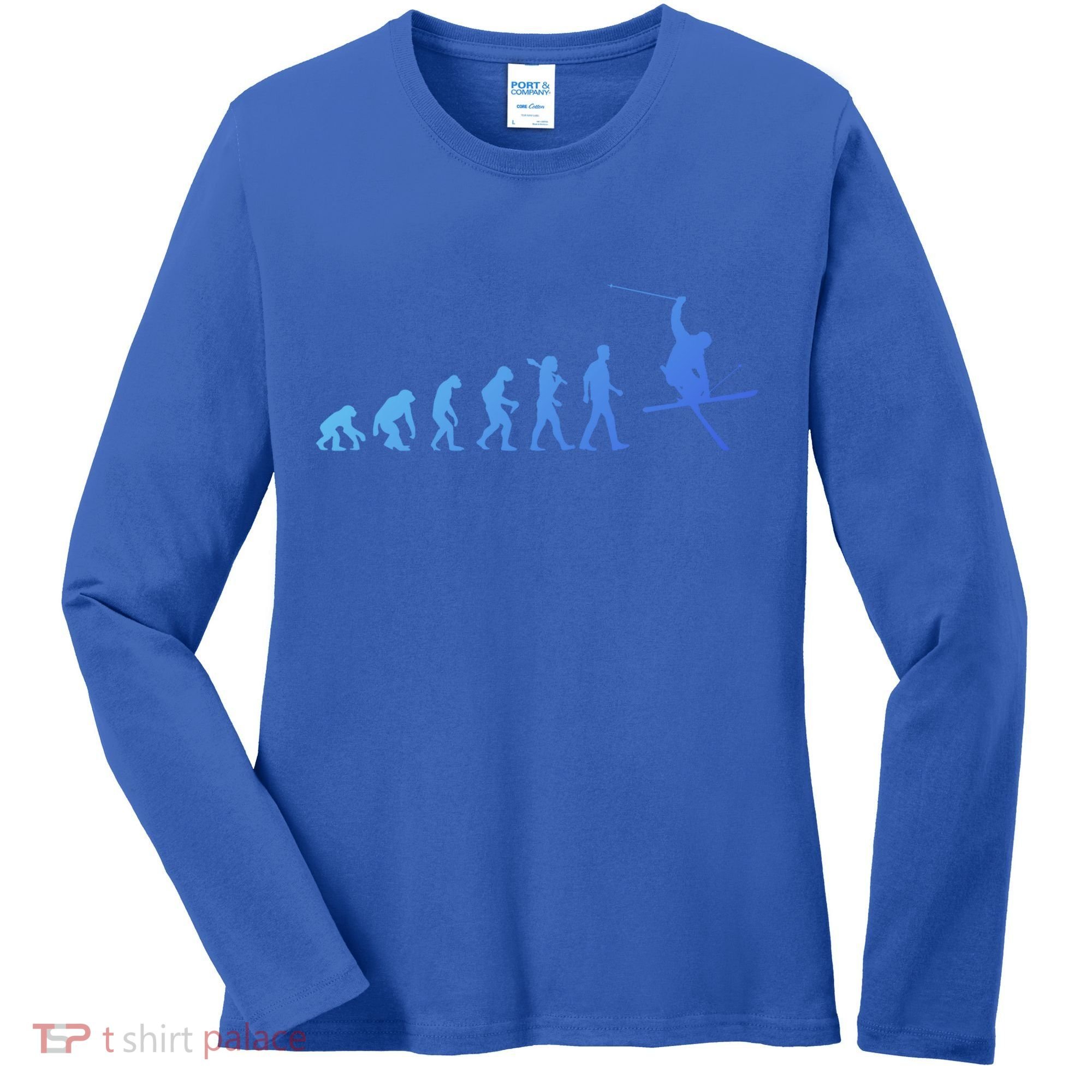Evolution Of Skiing Cool Gift Women's Long Sleeve Shirt
