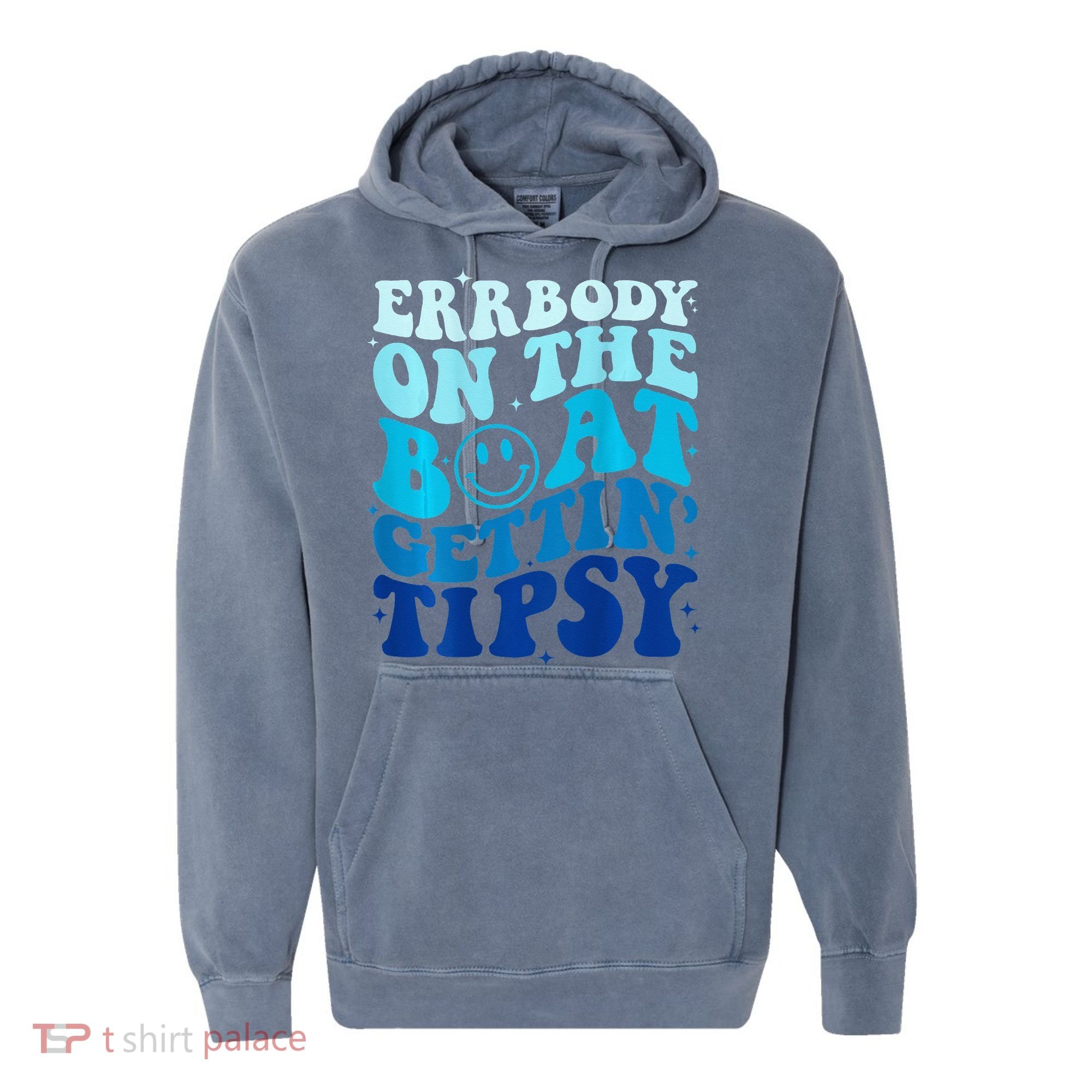 Errbody On The Boat Gettin Tipsy Retro Summer Waving Comfort Colors Garment-Dyed Hooded Sweatshirt