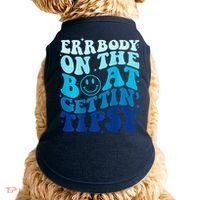 Errbody On The Boat Gettin Tipsy Retro Summer Waving Doggie Tank thumb 0