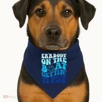 Errbody On The Boat Gettin Tipsy Retro Summer Waving USA-Made Doggie Bandana thumb 1