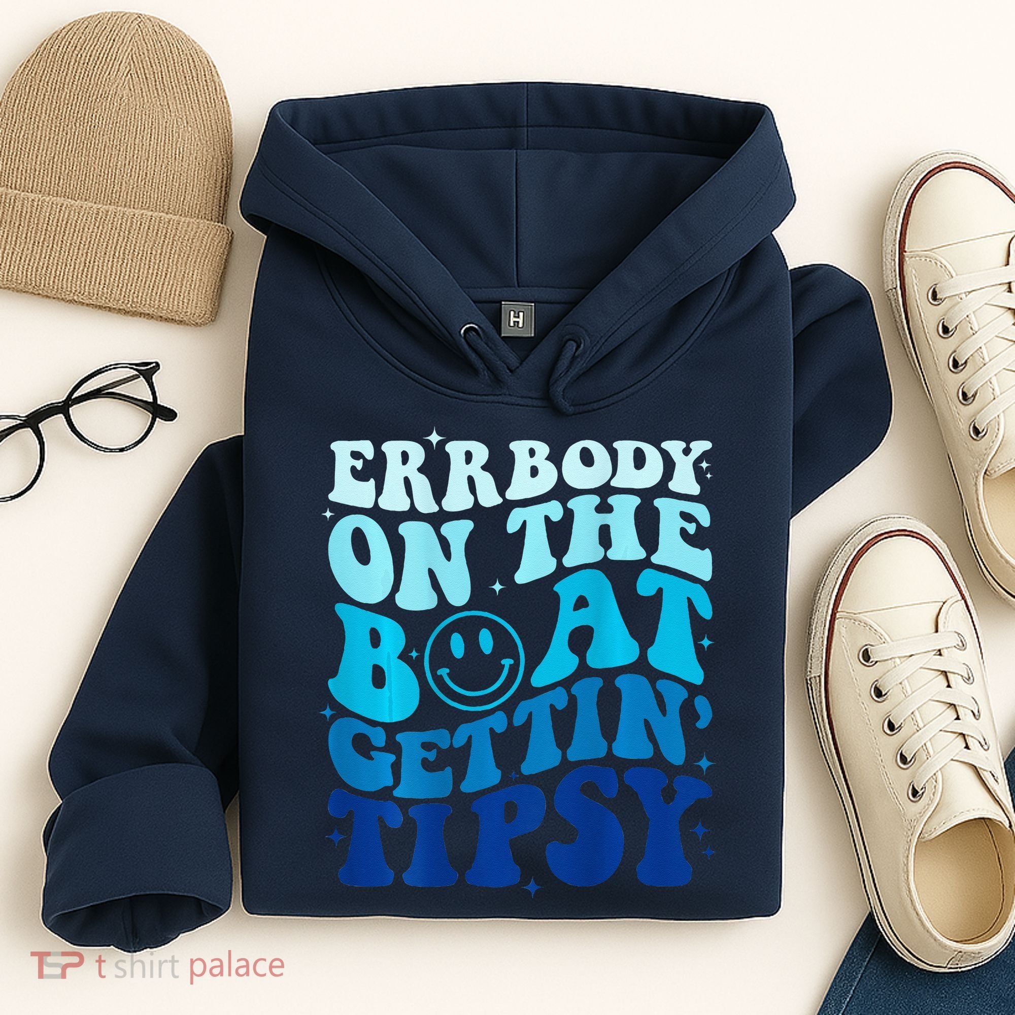 Errbody On The Boat Gettin Tipsy Retro Summer Waving Hoodie
