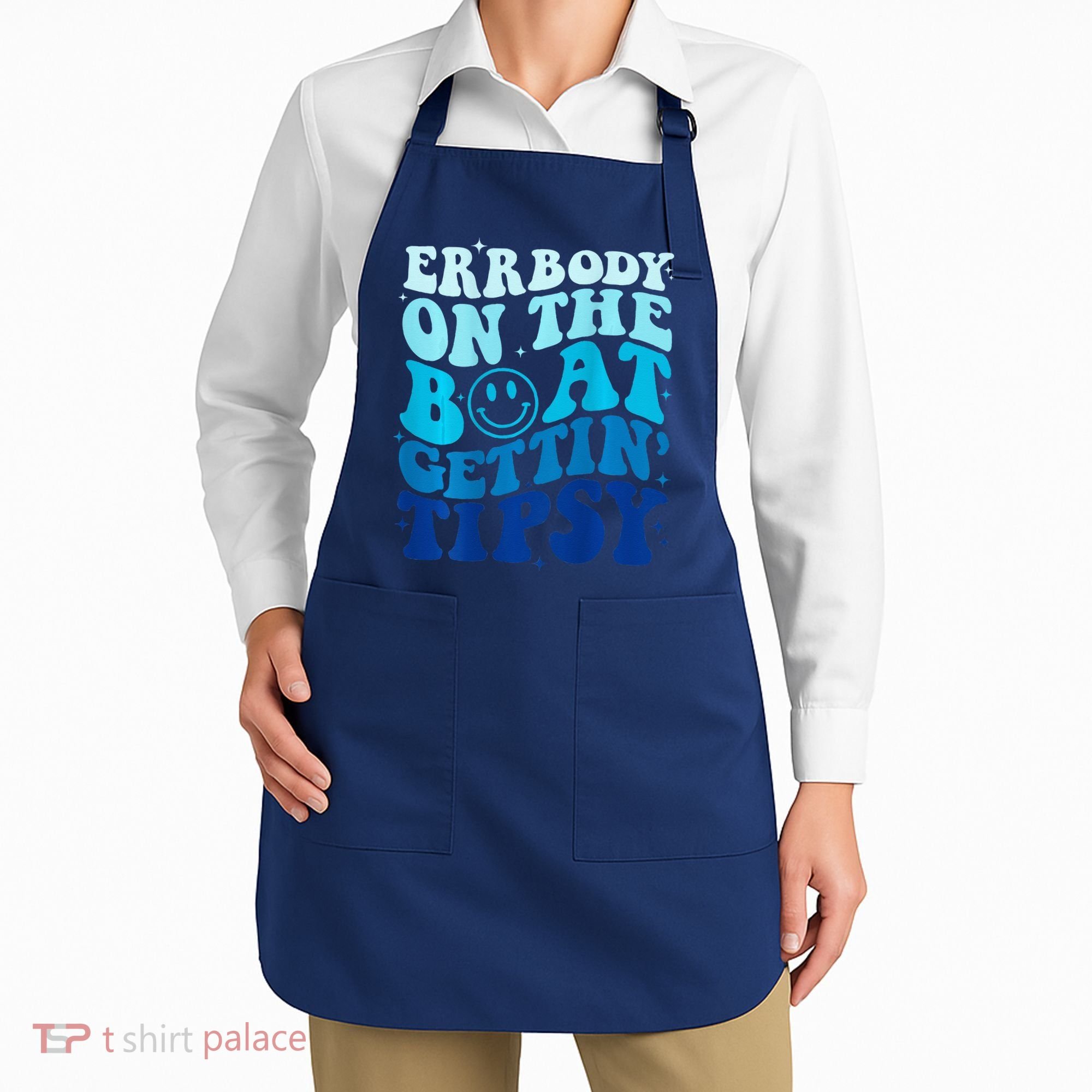 Errbody On The Boat Gettin Tipsy Retro Summer Waving Apron