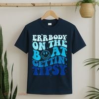 Errbody On The Boat Gettin Tipsy Retro Summer Waving T-Shirt thumb 2