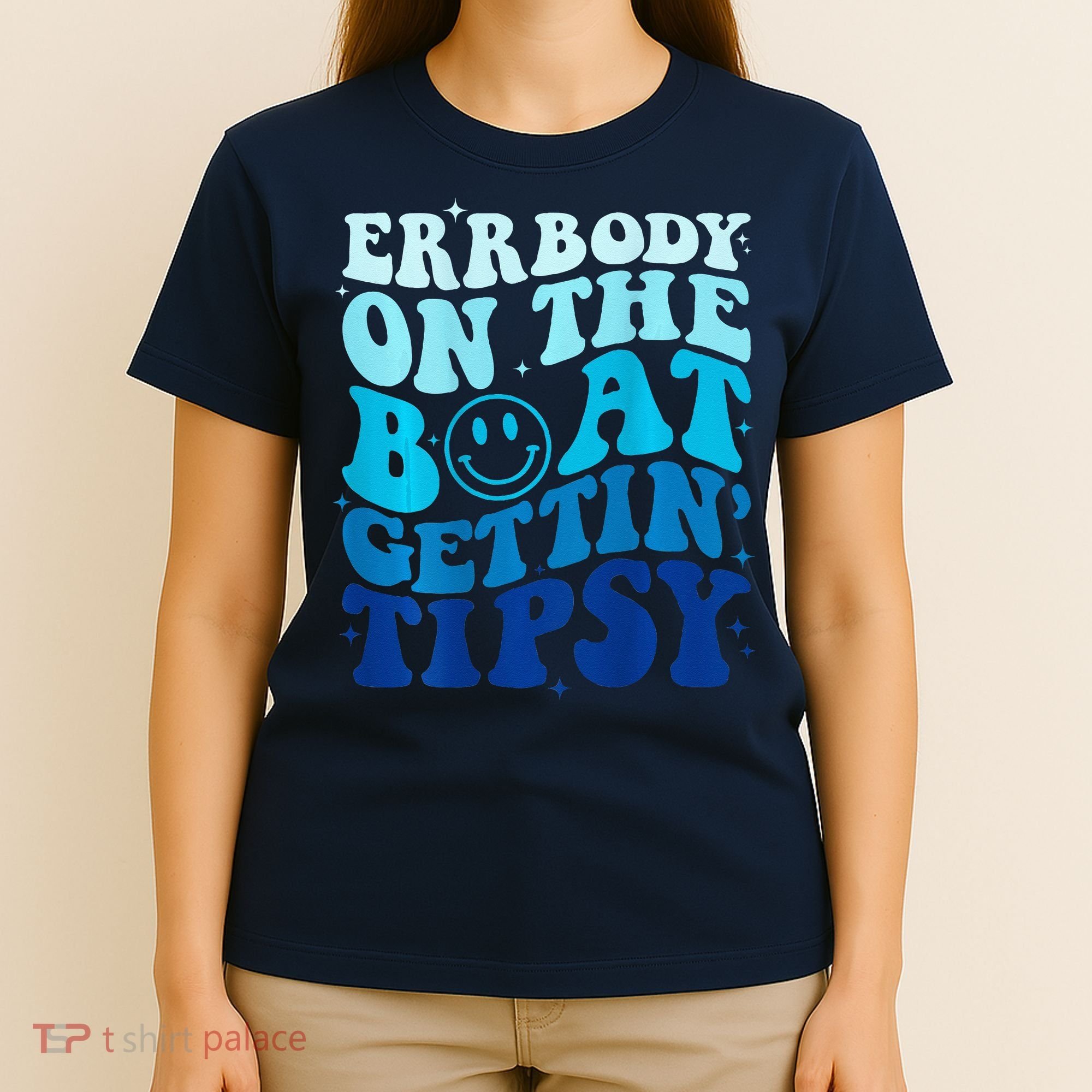 Errbody On The Boat Gettin Tipsy Retro Summer Waving T-Shirt