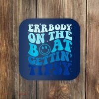 Errbody On The Boat Gettin Tipsy Retro Summer Waving Coaster thumb 0