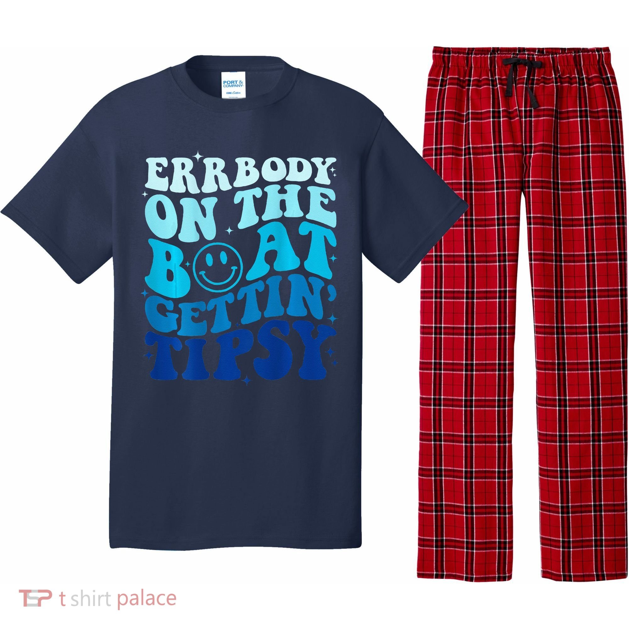 Errbody On The Boat Gettin Tipsy Retro Summer Waving Pajama Set