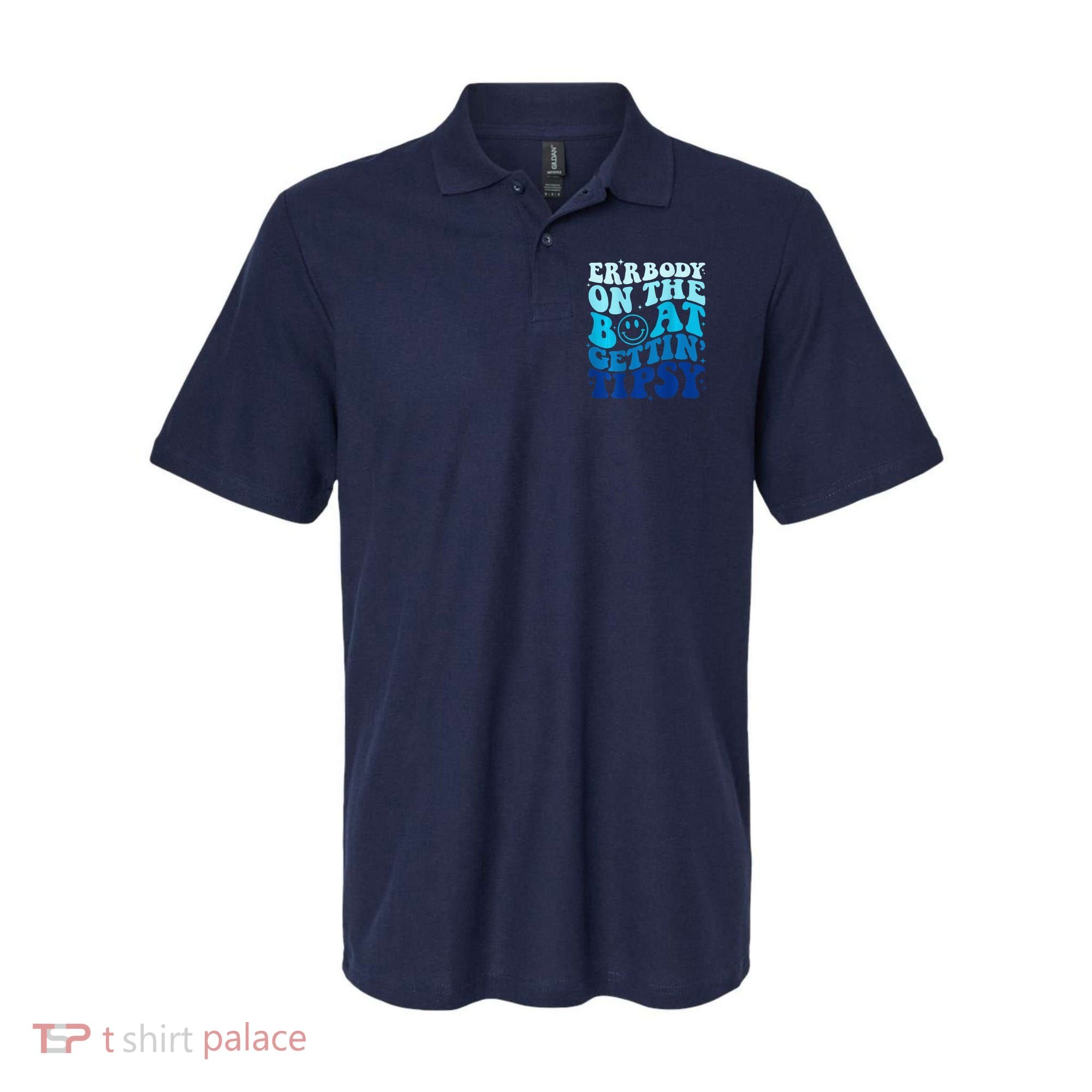 Errbody On The Boat Gettin Tipsy Retro Summer Waving Polo