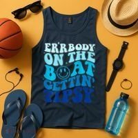 Errbody On The Boat Gettin Tipsy Retro Summer Waving Tank Top thumb 4